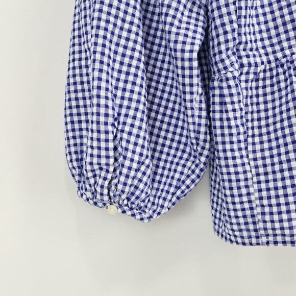 Old Navy Gingham Plaid Tiered Babydoll Cottagecore Long Sleeve Blouse Sz Large - Picture 6 of 7